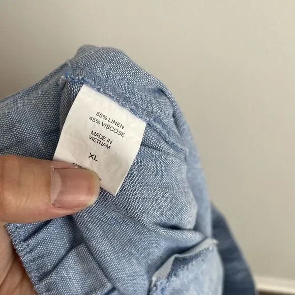 SOHO NY&CO Size XL Pants Blue Waist Tie Tapered Linen Blend NEW NWT - Picture 6 of 7